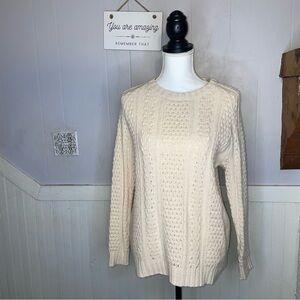 Forever 21 Cream Cable-Knit Sweater wool blend